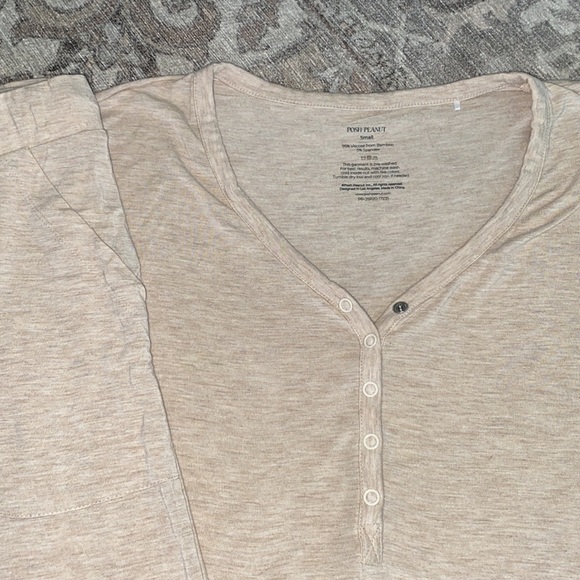 Posh peanut small short sleeve tan sleep set - Picture 3 of 4